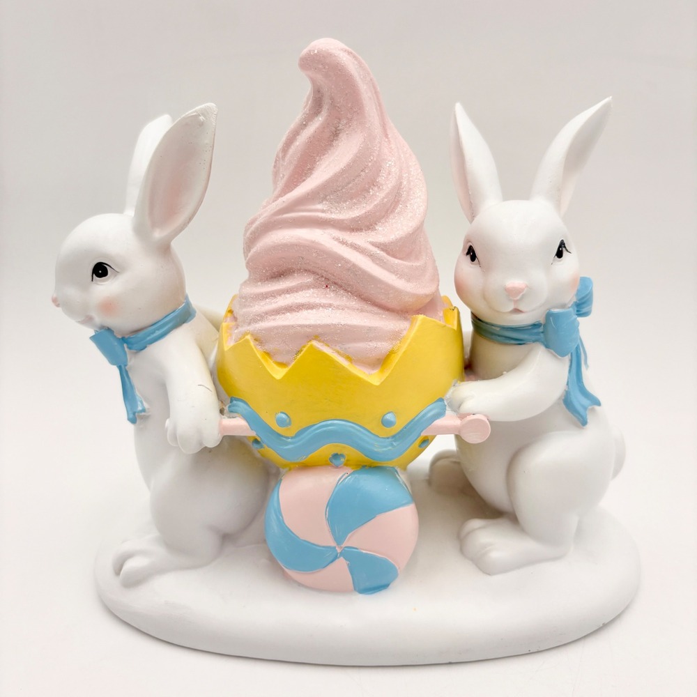 Easter Bunny Ice Cream Candy Figurine Tabletop Decor Spring Holiday